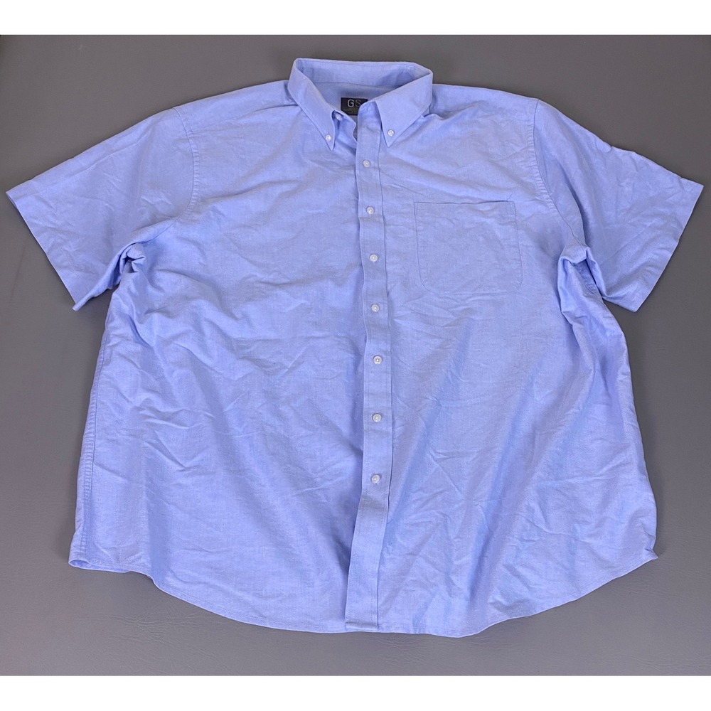 George Perfect Fit Button Down‎ Oxford Shirt Size 20 Big Light Blue Short Sleeve